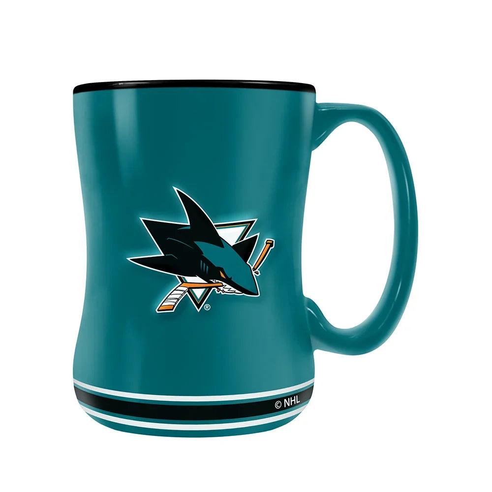 San Jose Sharks NHL TSV 14oz Teal Team Crest Sculpted Coffee Mug product image 3, provided for visual reference and product
