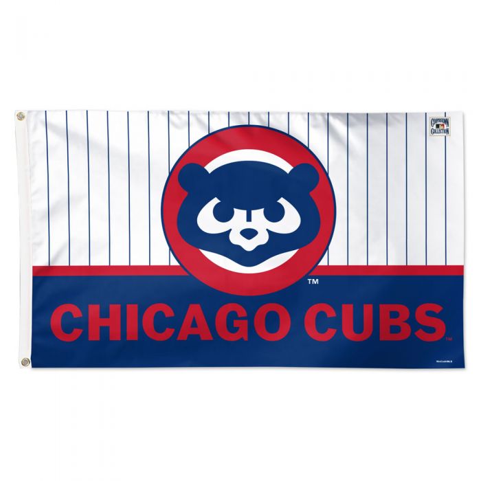Chicago Cubs Pinstripe 1979 - 1993 Logo 3'x5' Deluxe Flag product image 1, provided for visual reference and product detail