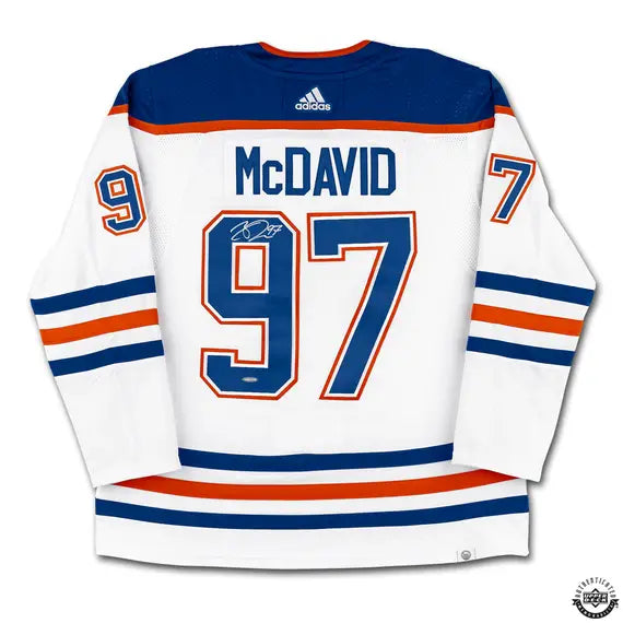 Connor McDavid Edmonton Oilers NHL Adidas White Autographed Jersey product image 1, provided for visual reference and