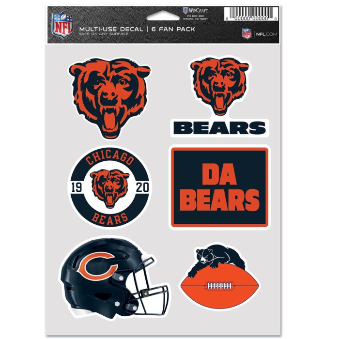 Chicago Bears Multi-Use Decals 6 Fan Pack product image 1, provided for visual reference and product detail review