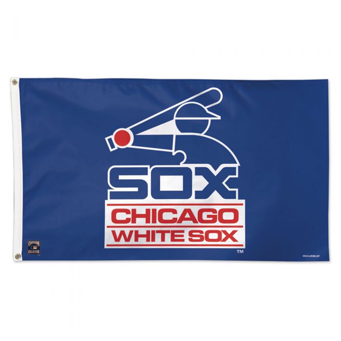 Chicago White Sox Navy Cooperstown Batterman Logo 3'x5' Deluxe Flag product image 1, provided for visual reference and
