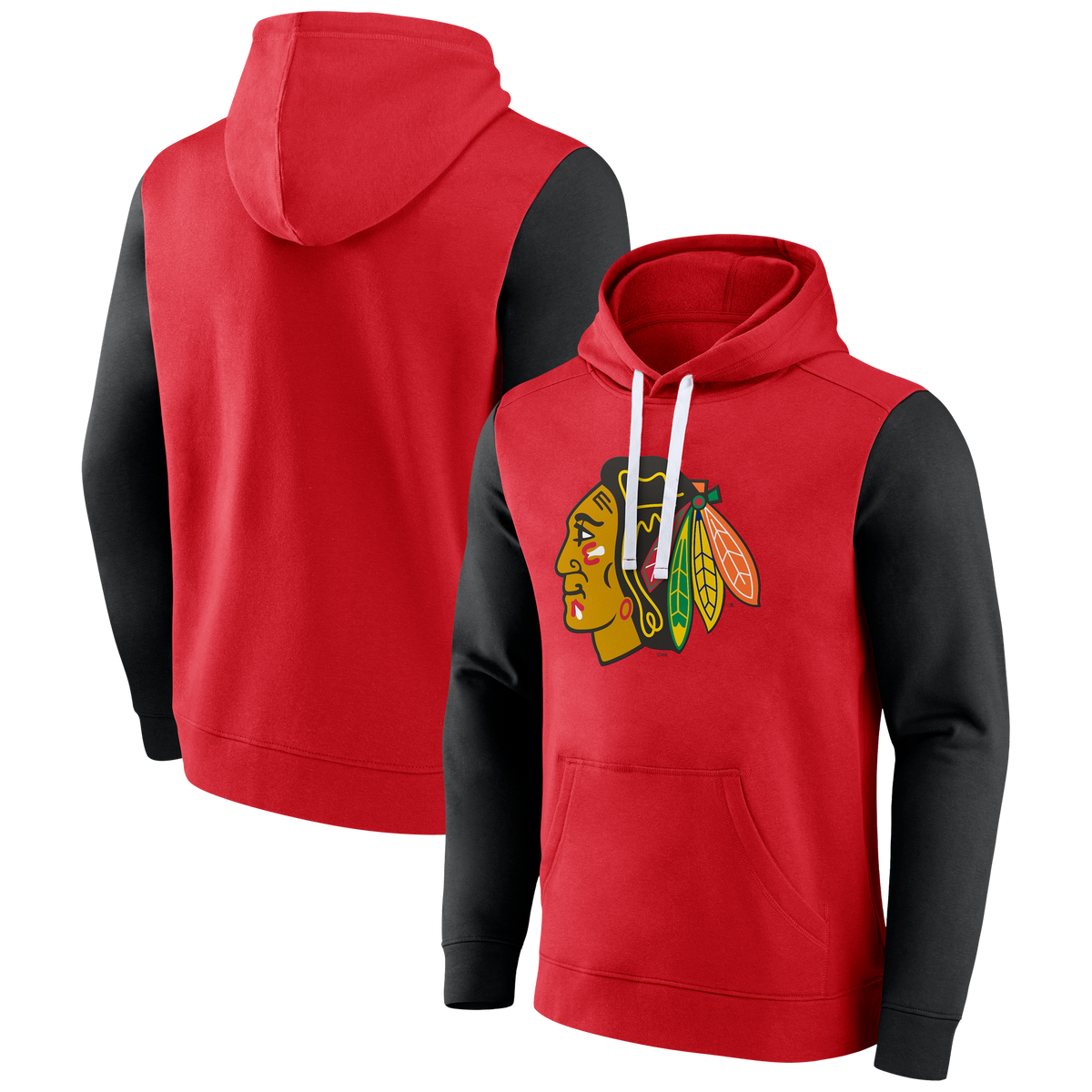 Chicago Blackhawks Colorblock Pull Over Hoodie product image 1, provided for visual reference and product detail review