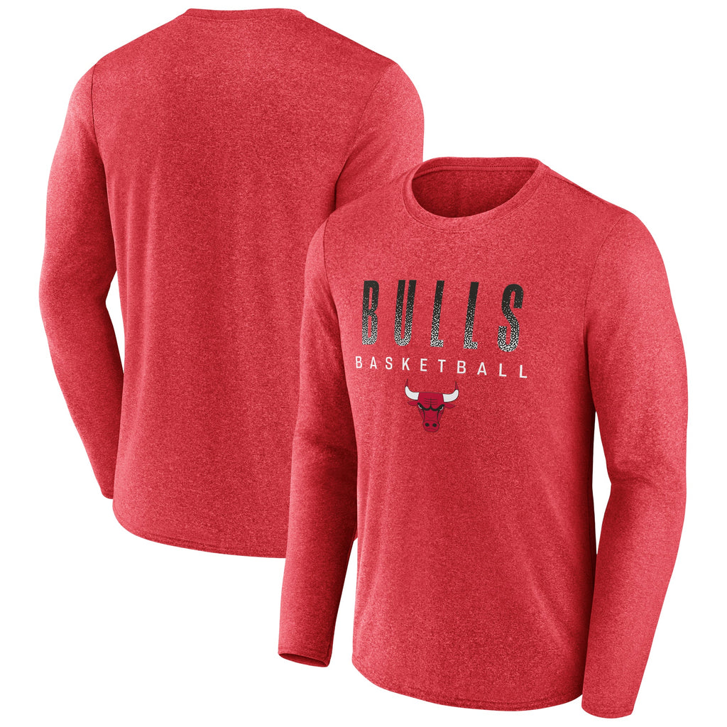 Chicago Bulls Heathered Red Long Sleeve Men T-Shirt product image 2, provided for visual reference and product detail review
