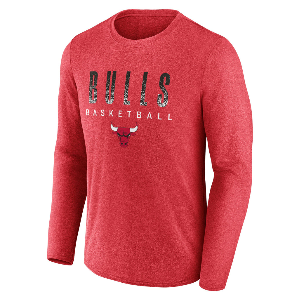 Chicago Bulls Heathered Red Long Sleeve Men T-Shirt product image 1, provided for visual reference and product detail review