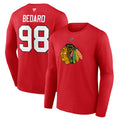 Connor Bedard Chicago Blackhawks Men Red Long Sleeve T-Shirt product image 1, provided for visual reference and product