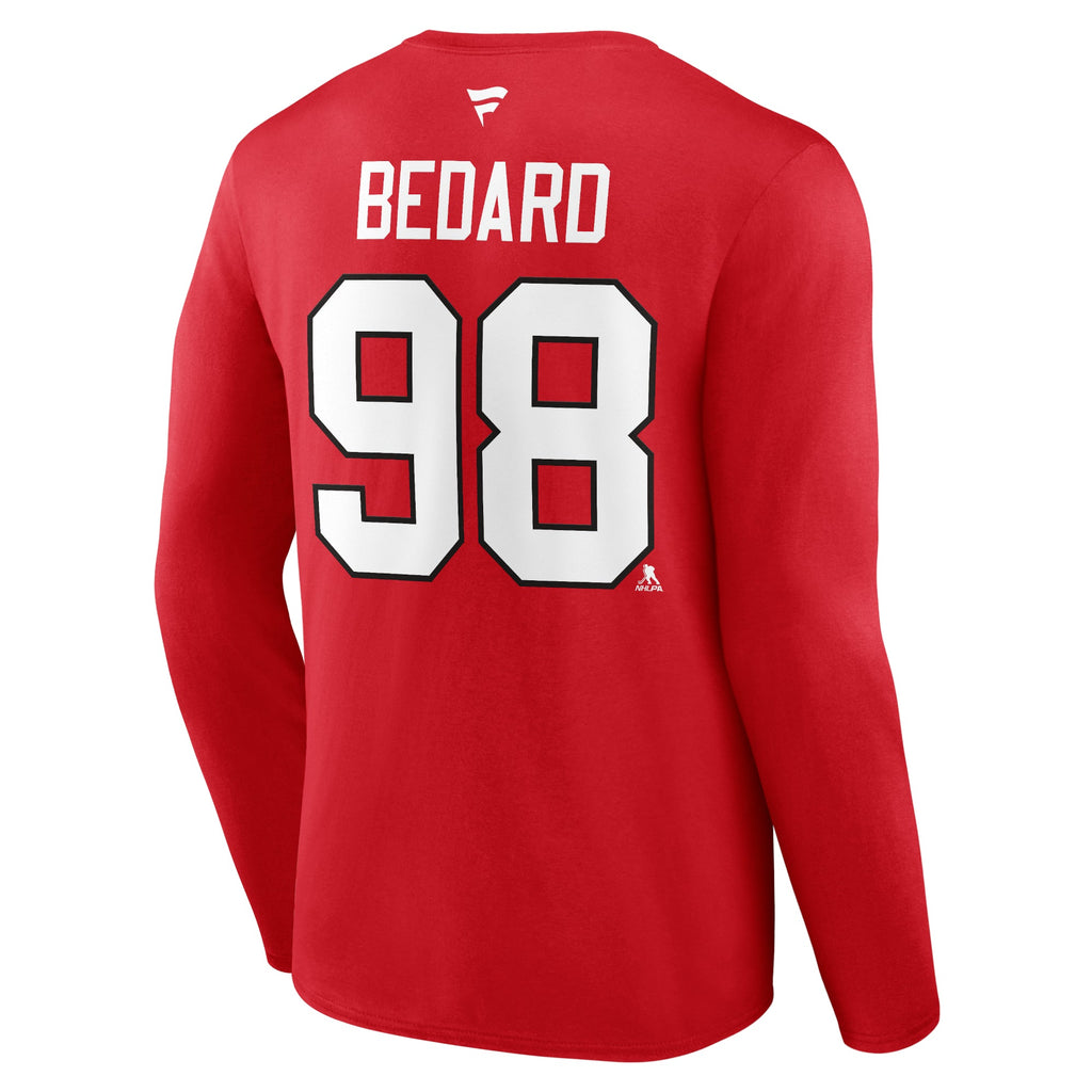 Connor Bedard Chicago Blackhawks Men Red Long Sleeve T-Shirt product image 3, provided for visual reference and product
