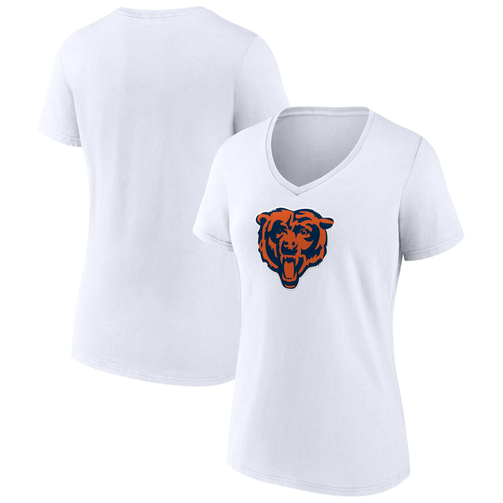 Chicago Bears White V-Neck Women T-Shirt product image 2, provided for visual reference and product detail review