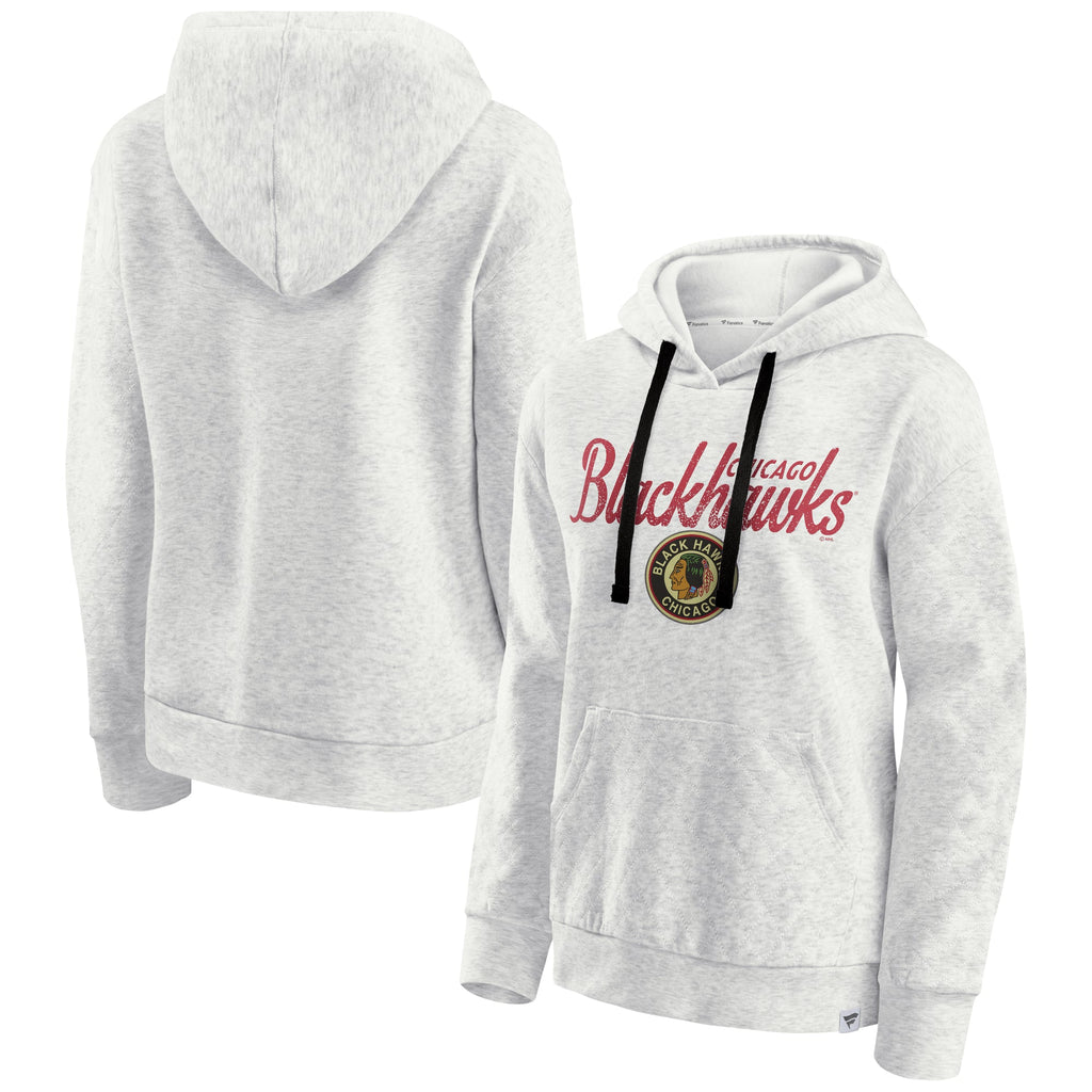 Chicago Blackhawks Oatmeal True Classic Ladies Hoodie product image 1, provided for visual reference and product detail