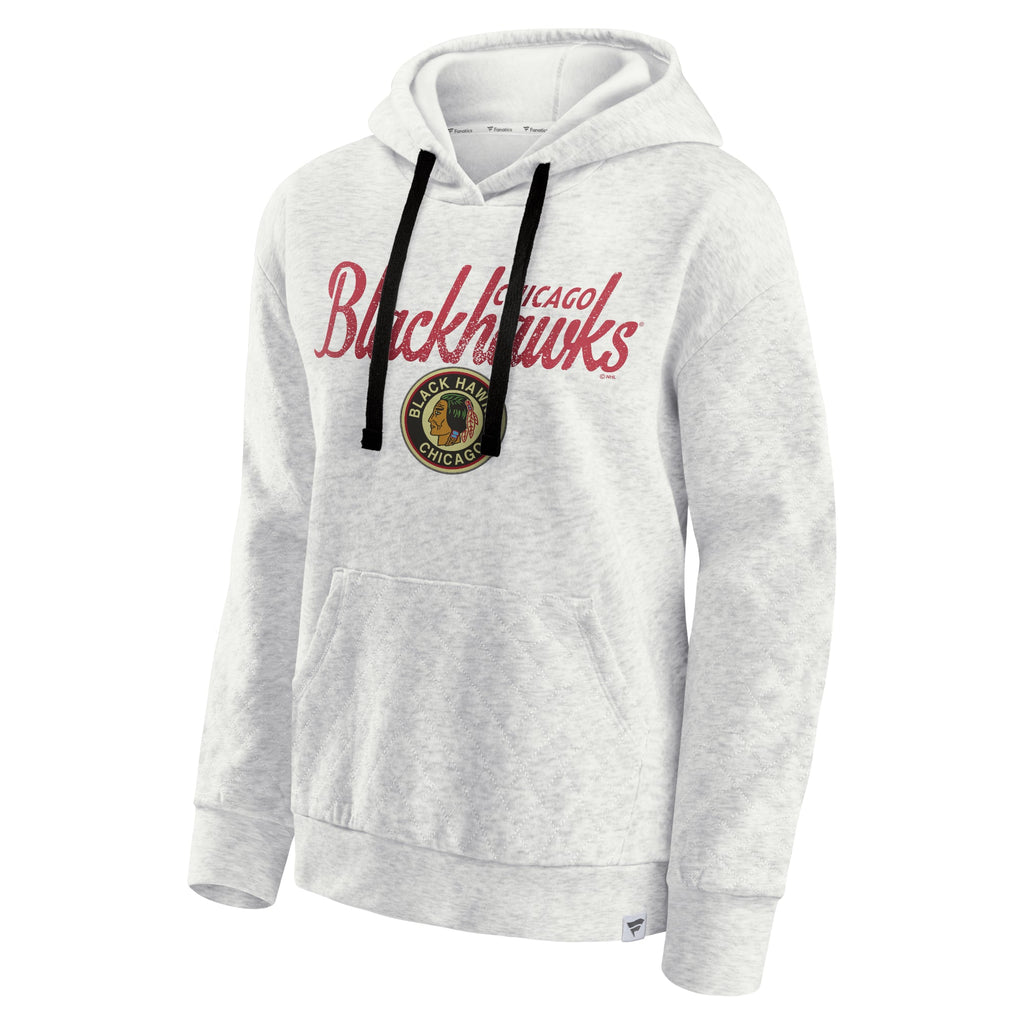 Chicago Blackhawks Oatmeal True Classic Ladies Hoodie product image 2, provided for visual reference and product detail