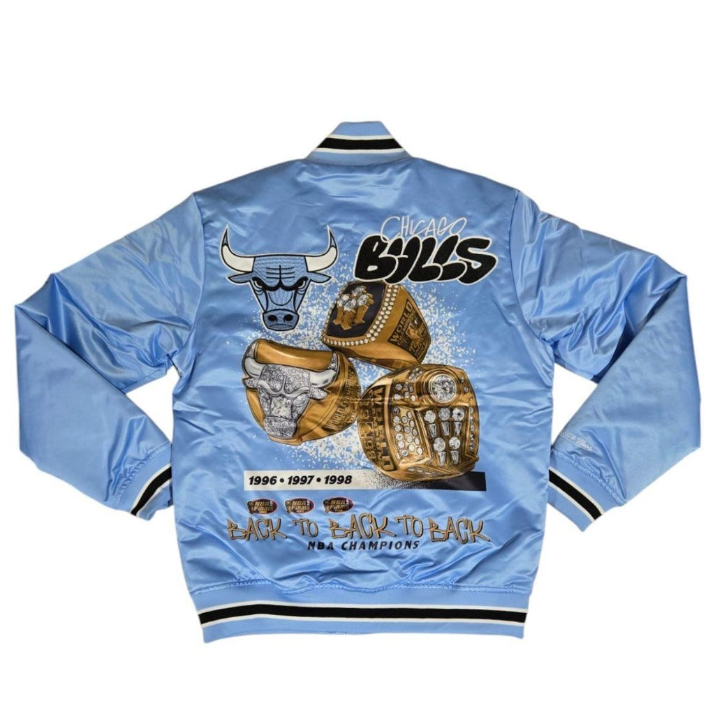 Chicago Bulls MN Light Blue Throw Down Jacket product image 2, provided for visual reference and product detail review
