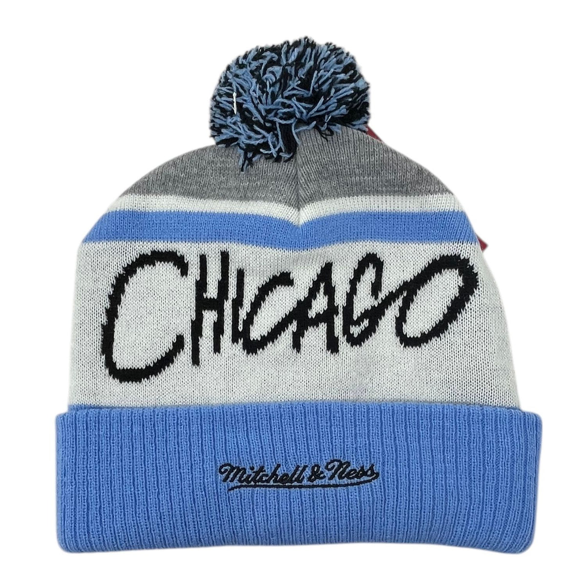 Chicago Bulls MN Light Blue Throw Down Pom Knit product image 2, provided for visual reference and product detail review