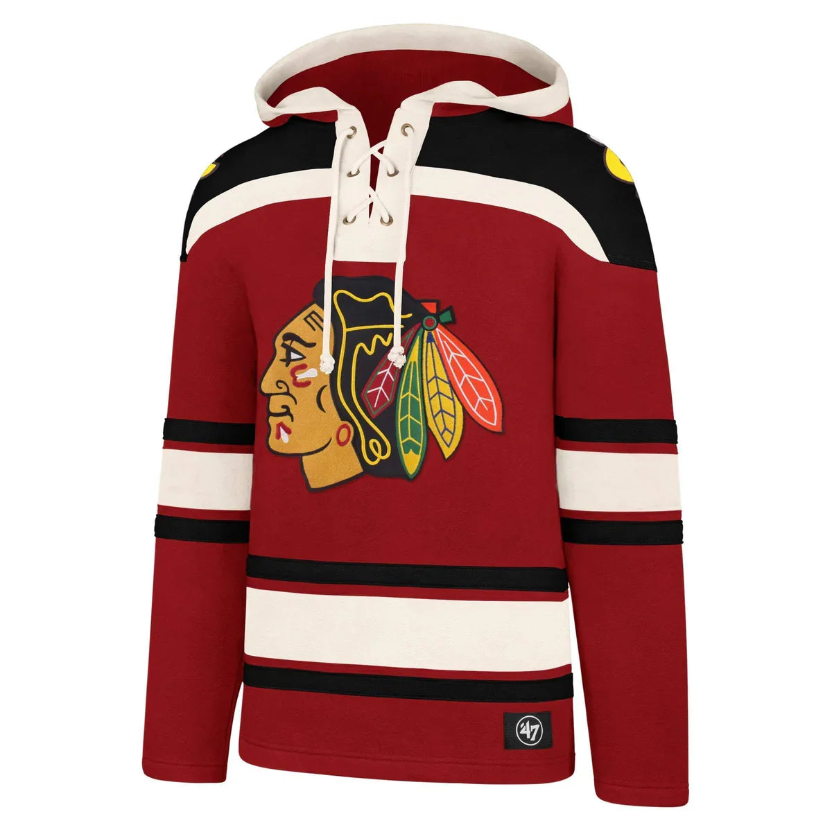 Chicago Blackhawks Red Superior Lacer Hoodie product image 1, provided for visual reference and product detail review