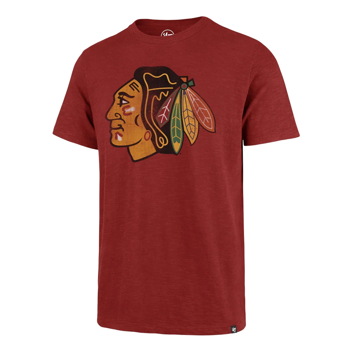 Chicago Blackhawks Primary '47 Red Franklin T-Shirt product image 1, provided for visual reference and product detail review