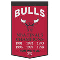 Chicago Bulls NBA Finals Champions 24" x 38" Wool Banner product image 1, provided for visual reference and product detail