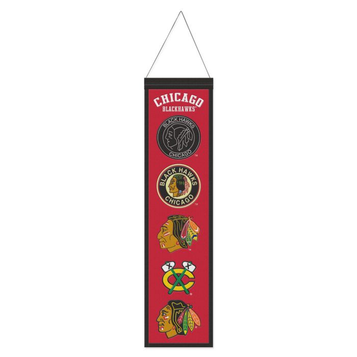 Chicago Blackhawks 8" X 32" Wool Banner product image 1, provided for visual reference and product detail review