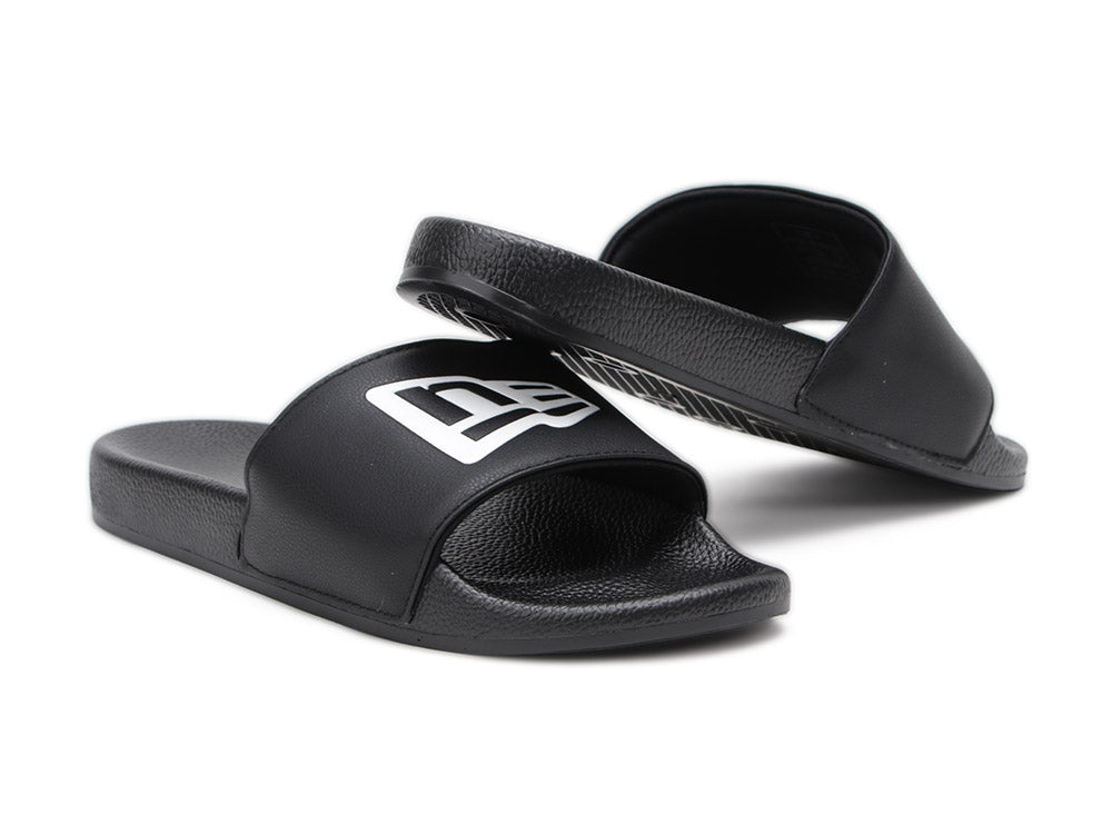 New Era Flag Men Black White AX20 Slides Sandals product image 3, provided for visual reference and product detail review