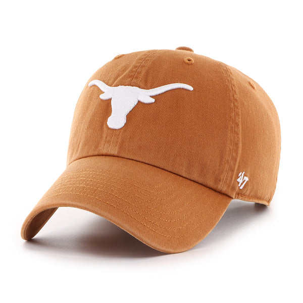 Texas Longhorns NCAA 47 Brand Men Dark Orange Clean Up Adjustable Hat product image 1, provided for visual reference and