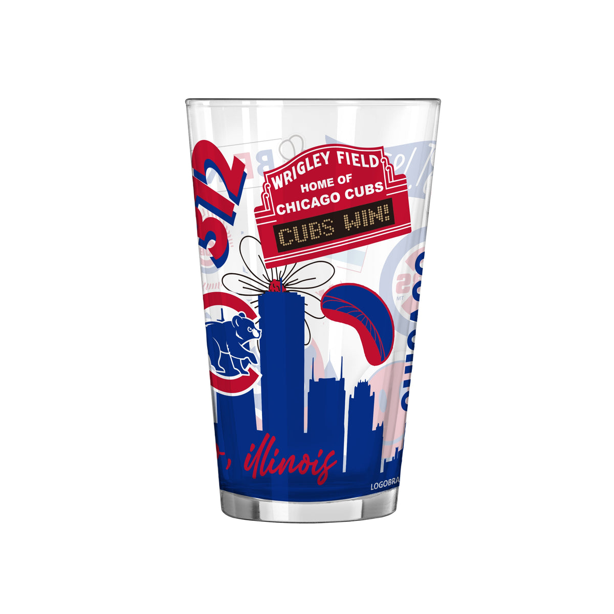 Chicago Cubs Native Design Pint Glass product image 2, provided for visual reference and product detail review
