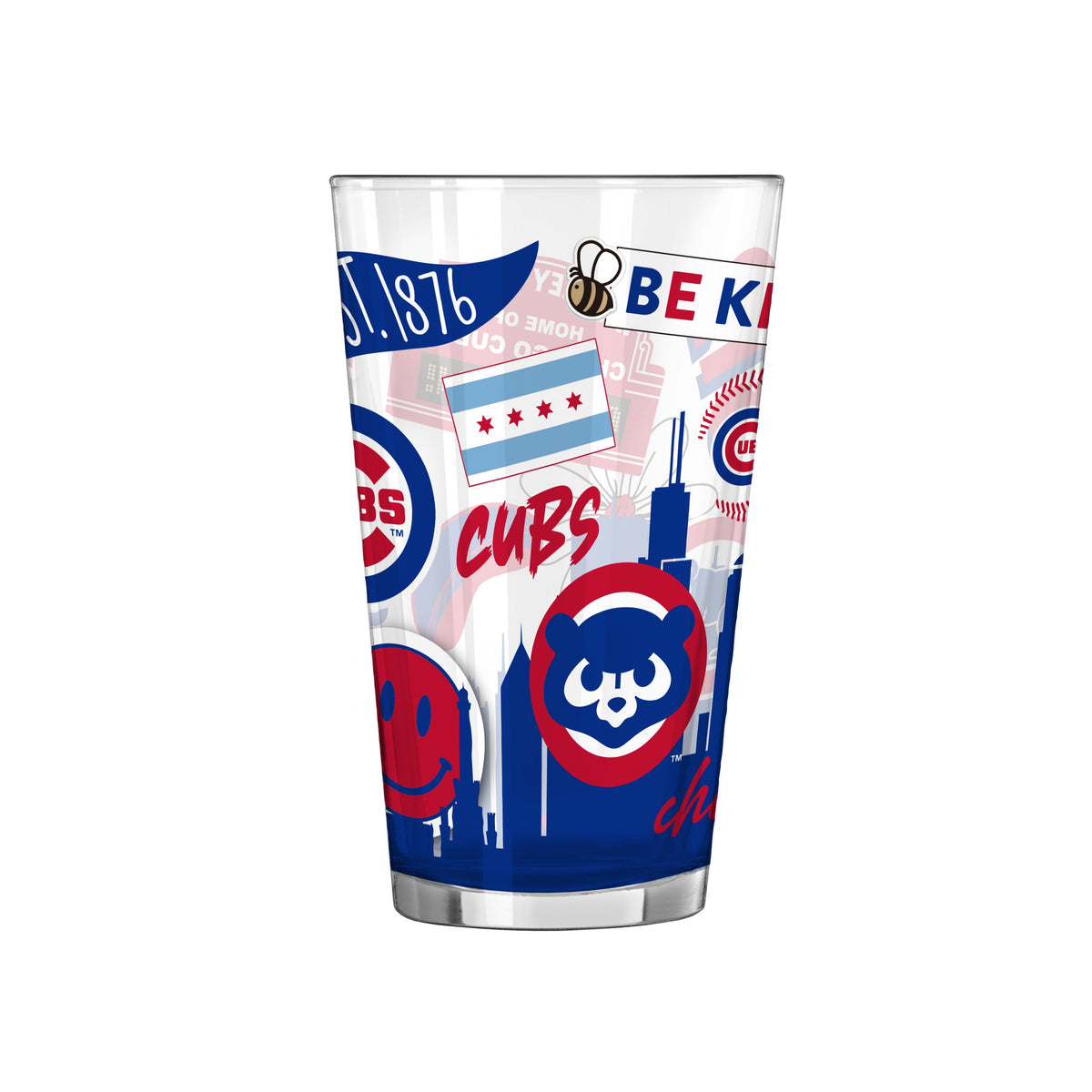 Chicago Cubs Native Design Pint Glass product image 1, provided for visual reference and product detail review