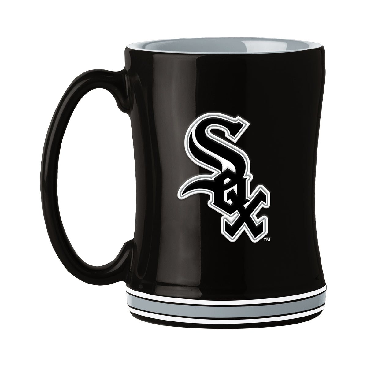 Chicago White Sox 14oz Black Sculpted Relief Ceramic Coffee Mug product image 1, provided for visual reference and product