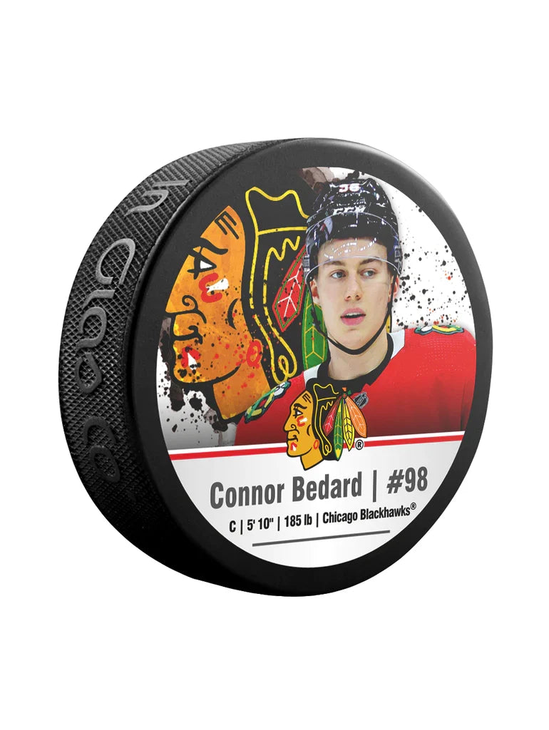 Connor Bedard Chicago Blackhawks NHL Inglasco Cube Star Hockey Puck product image 2, provided for visual reference and