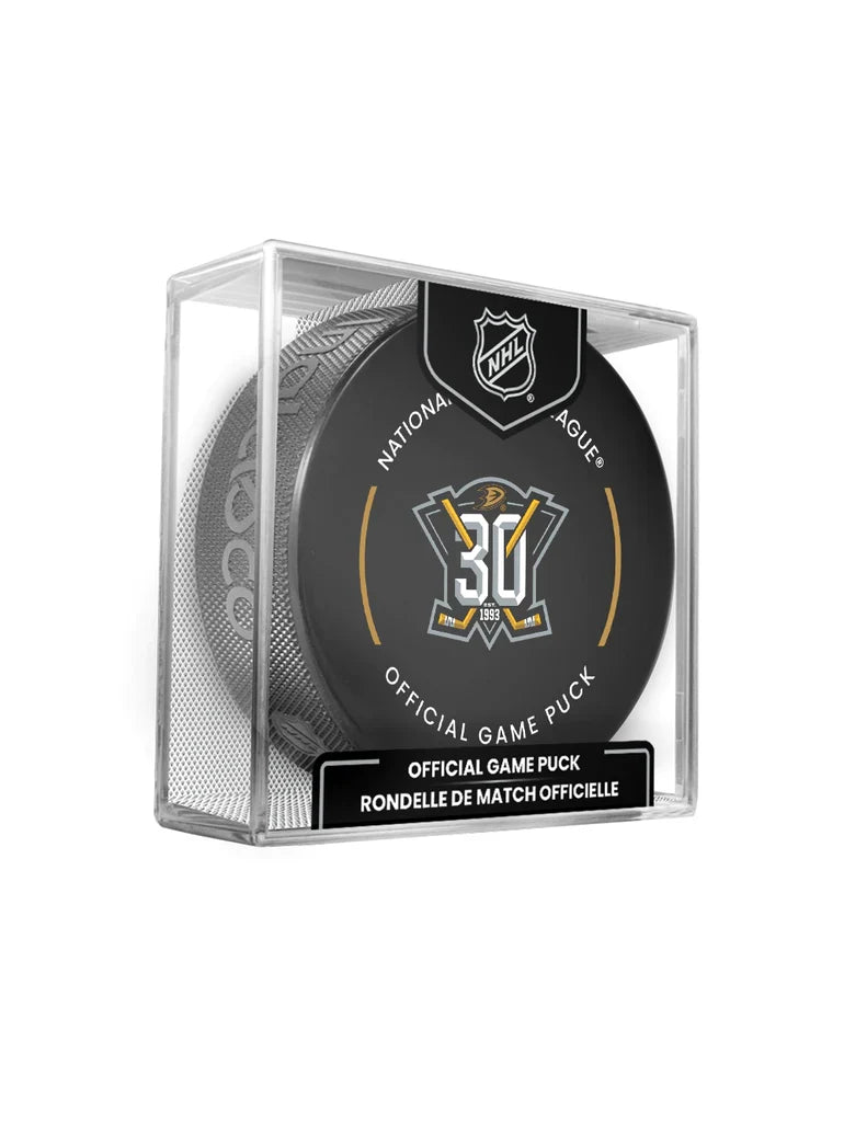 Anaheim Ducks NHL Inglasco 30th Anniversary 2023-24 Officially Licensed Game Hockey Puck product image 1, provided for