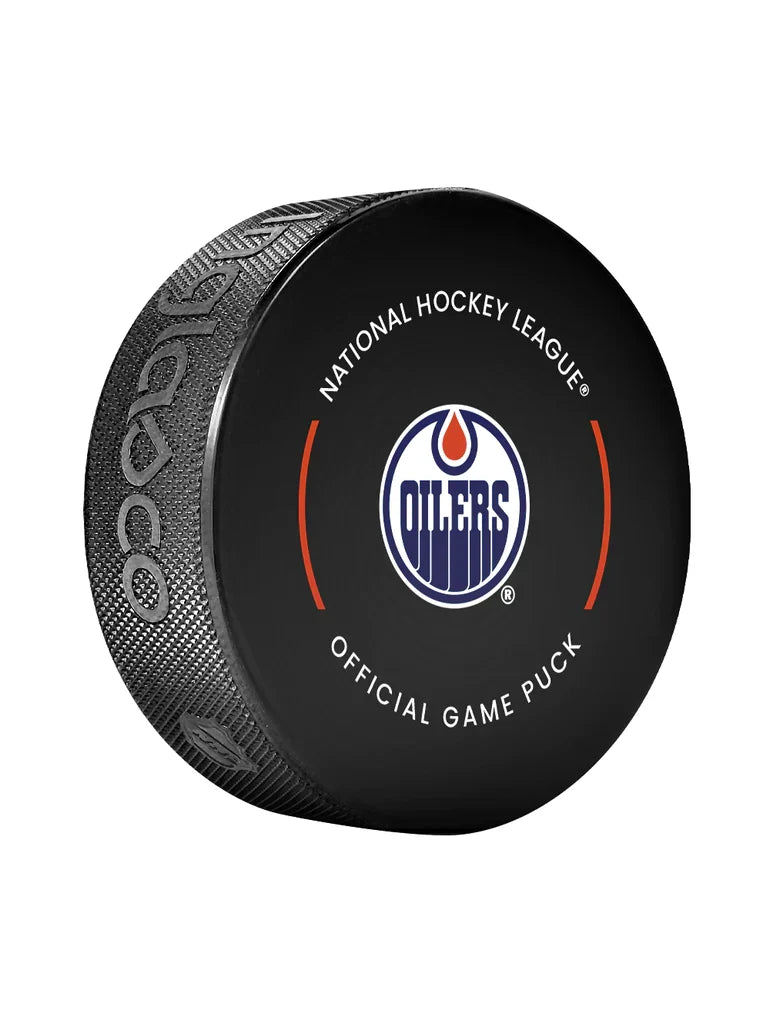 Edmonton Oilers NHL Inglasco 2025-26 Officially Licensed Game Hockey Puck product image 2, provided for visual reference and