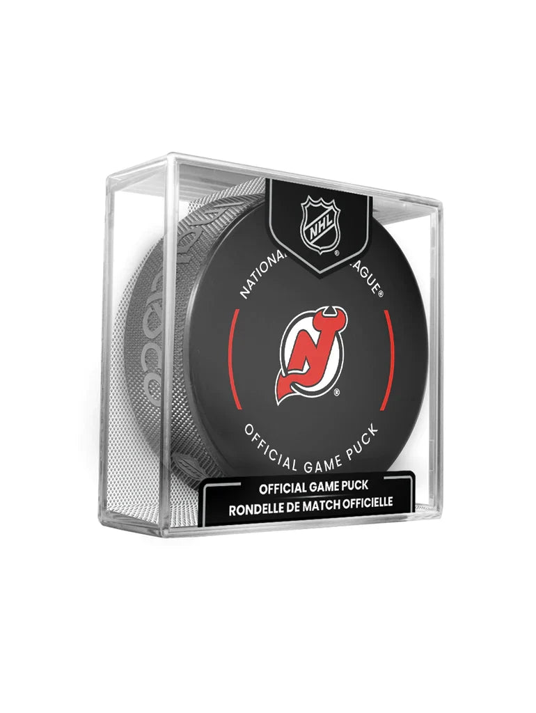 New Jersey Devils NHL Inglasco 2025-26 Officially Licensed Game Hockey Puck product image 1, provided for visual reference
