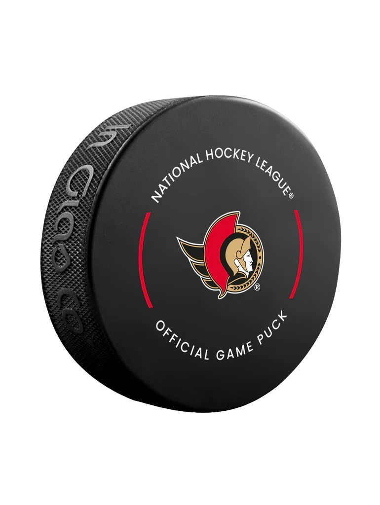 Ottawa Senators NHL Inglasco 2025-26 Officially Licensed Game Hockey Puck product image 2, provided for visual reference and