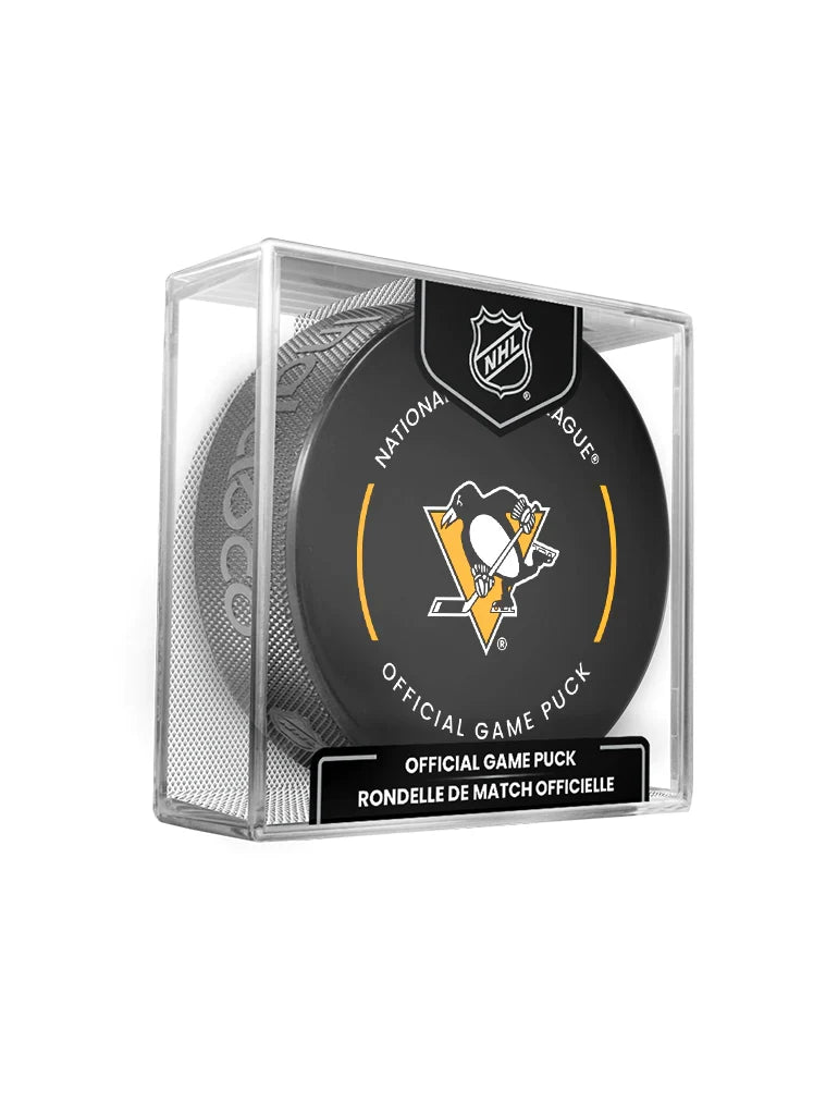 Pittsburgh Penguins NHL Inglasco 2025-26 Officially Licensed Game Hockey Puck product image 1, provided for visual reference