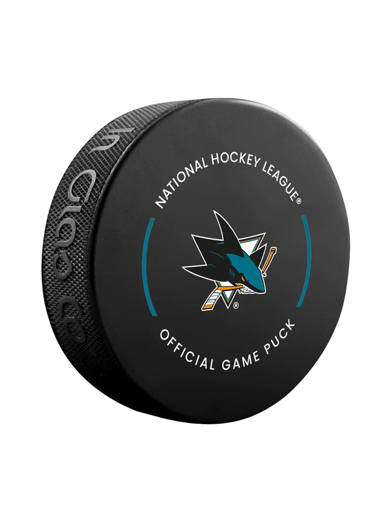 San Jose Sharks NHL Inglasco 2024-2025 Officially Licensed Game Hockey Puck product image 2, provided for visual reference