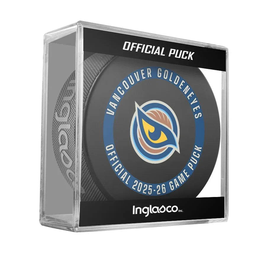 Vancouver Goldeneyes PWHL Inglasco 2025-2026 Officially Licensed Game Hockey Puck product image 1, provided for visual