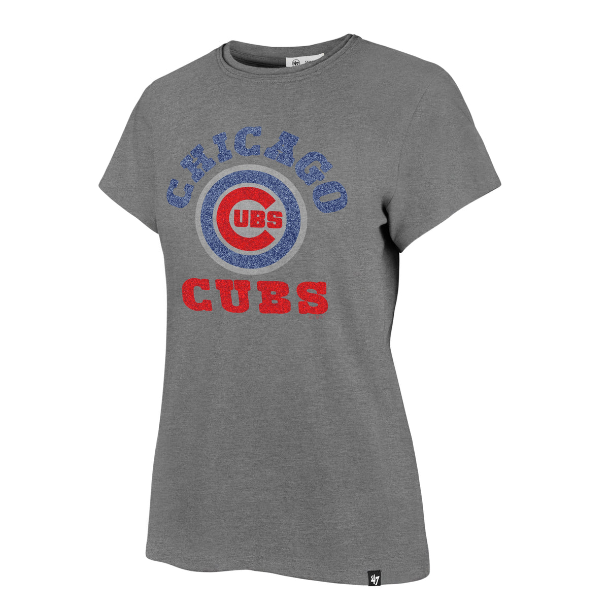 Chicago Cubs Women Slate Grey Cheer On '47 Frankie T-Shirt product image 1, provided for visual reference and product detail