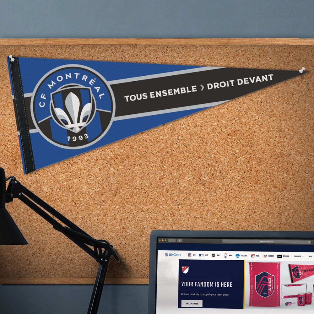 CF Montreal MLS WinCraft 12"x30" Premium Pennant product image 2, provided for visual reference and product detail review