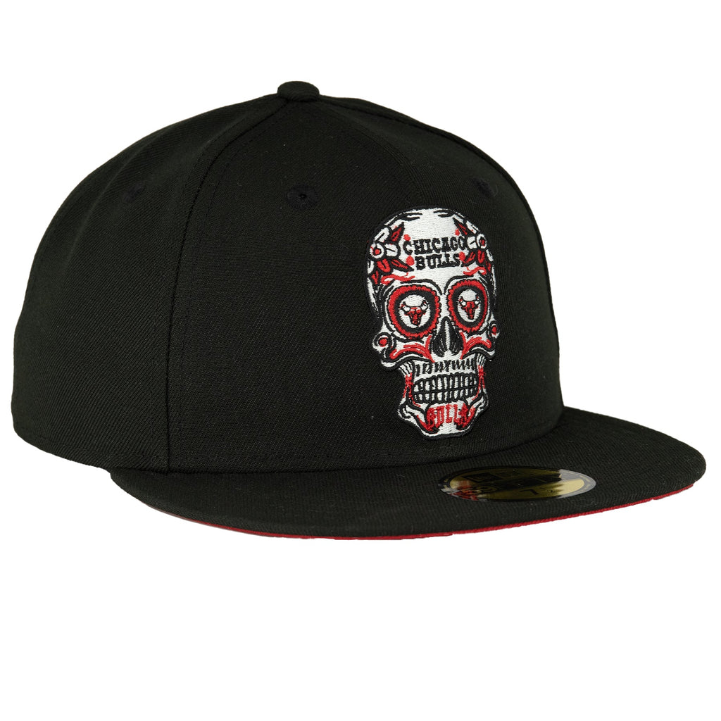 Chicago Bulls Black/Red Sugar Skull New Era 59FIFTY Fitted Hat product image 3, provided for visual reference and product