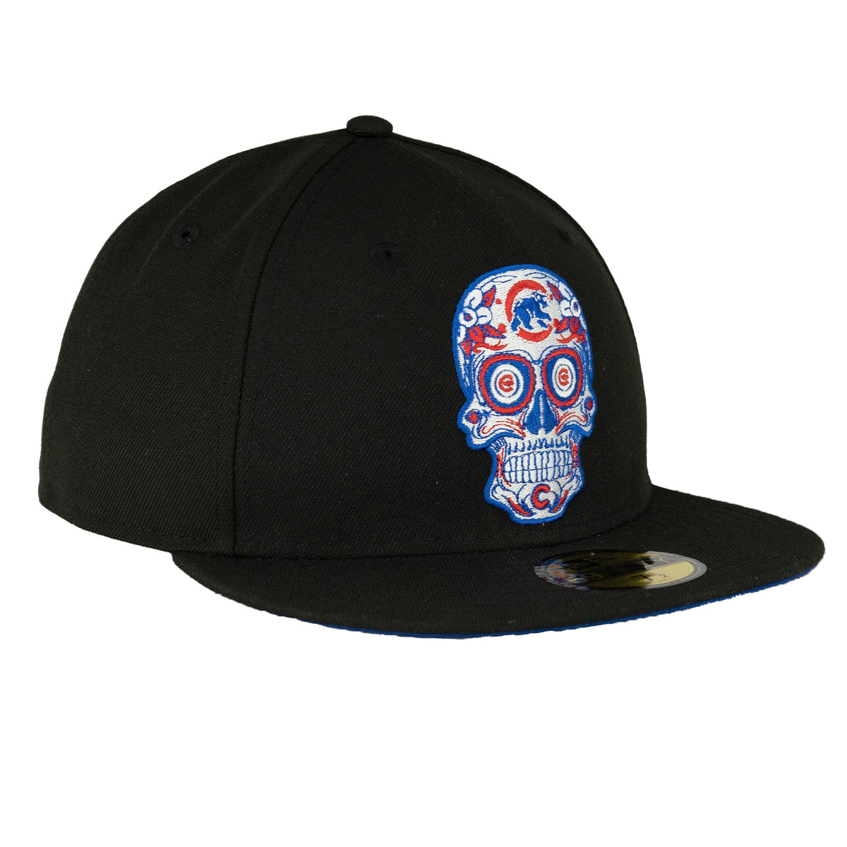 Chicago Cubs Black/Royal Sugar Skull New Era 59FIFTY Fitted Hat product image 3, provided for visual reference and product