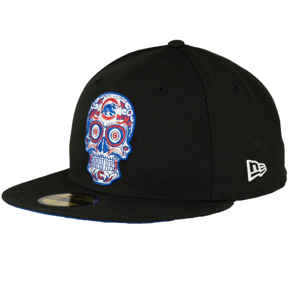 Chicago Cubs Black/Royal Sugar Skull New Era 59FIFTY Fitted Hat product image 1, provided for visual reference and product