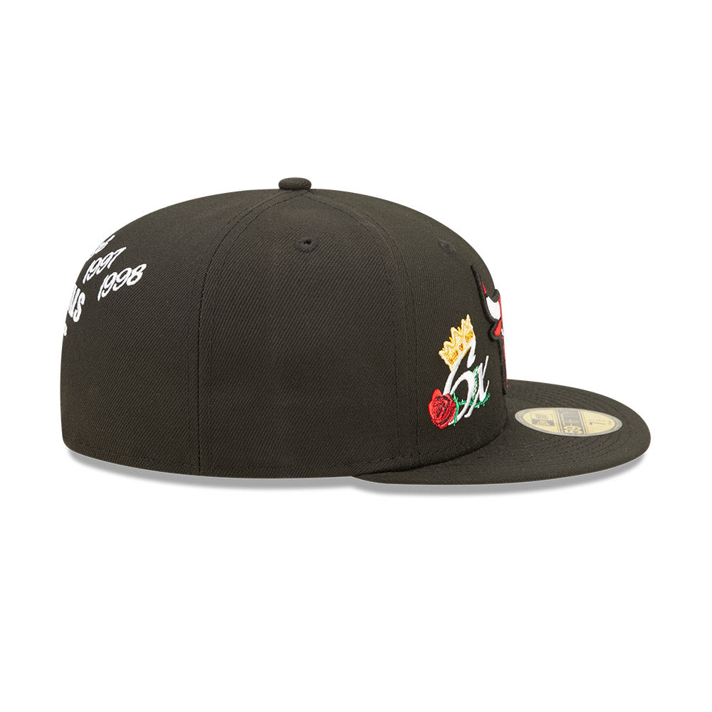 Chicago Bulls Crown 6x Champs New Era 59FIFTY Fitted Hat product image 4, provided for visual reference and product detail