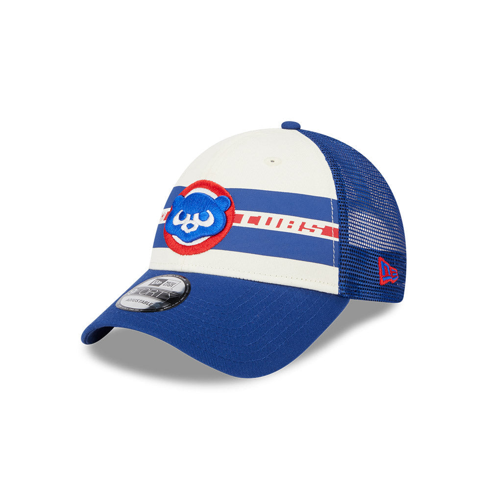 Chicago Cubs Team Stripes Throwback New Era 9FORTY Adjustable Hat product image 1, provided for visual reference and product