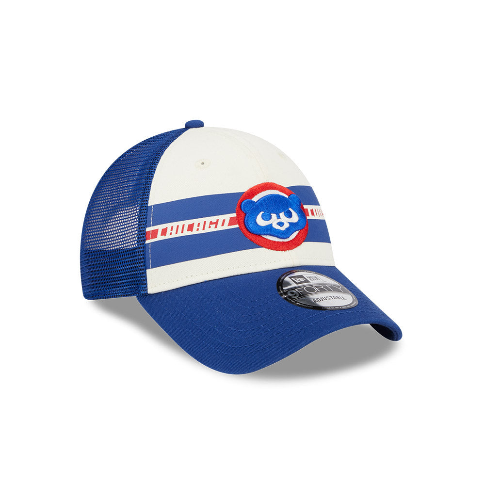 Chicago Cubs Team Stripes Throwback New Era 9FORTY Adjustable Hat product image 3, provided for visual reference and product