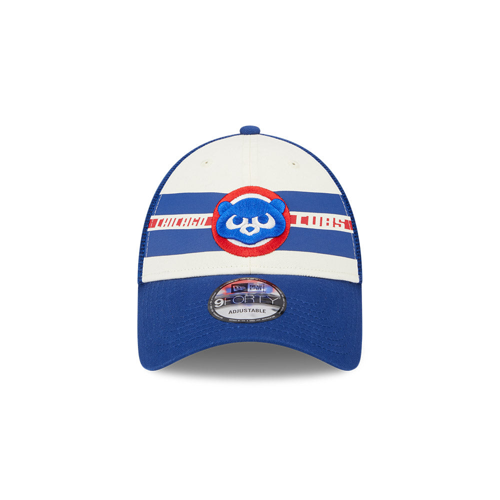 Chicago Cubs Team Stripes Throwback New Era 9FORTY Adjustable Hat product image 2, provided for visual reference and product