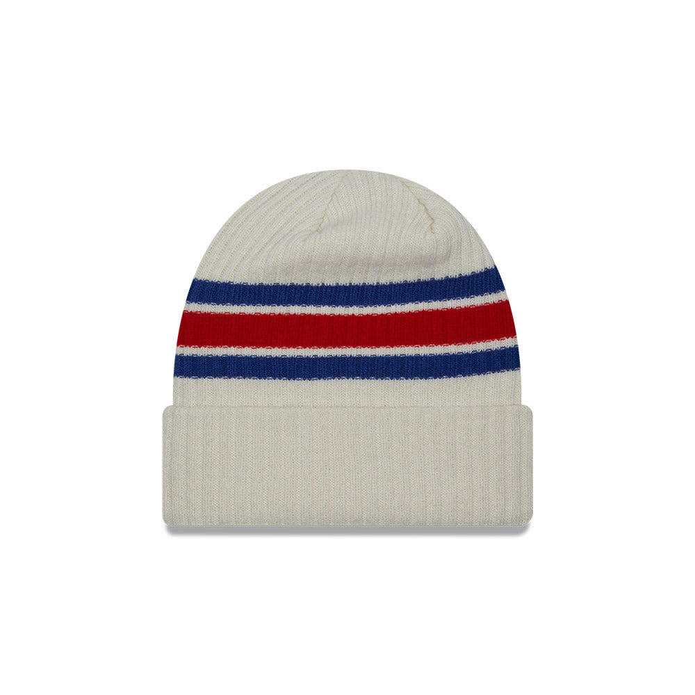 Chicago Cubs Vintage White OTC Stripes Patch Knit Hat product image 2, provided for visual reference and product detail