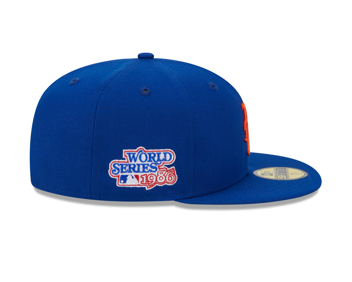 New York Mets MLB New Era Men Royal Blue 59Fifty 1986 World Series Fitted Hat product image 7, provided for visual reference