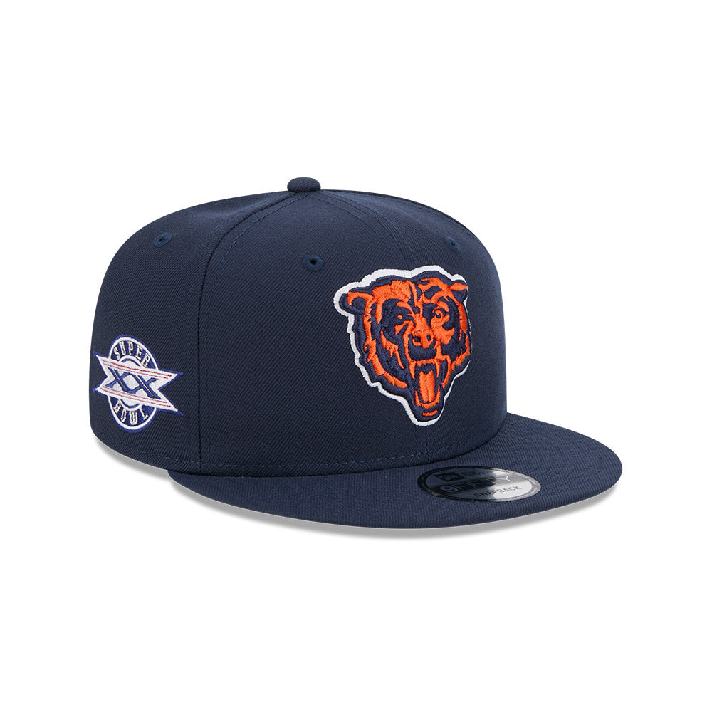 Chicago Bears New Era 9FIFTY Super Bowl XX Navy Snapback Hat product image 1, provided for visual reference and product
