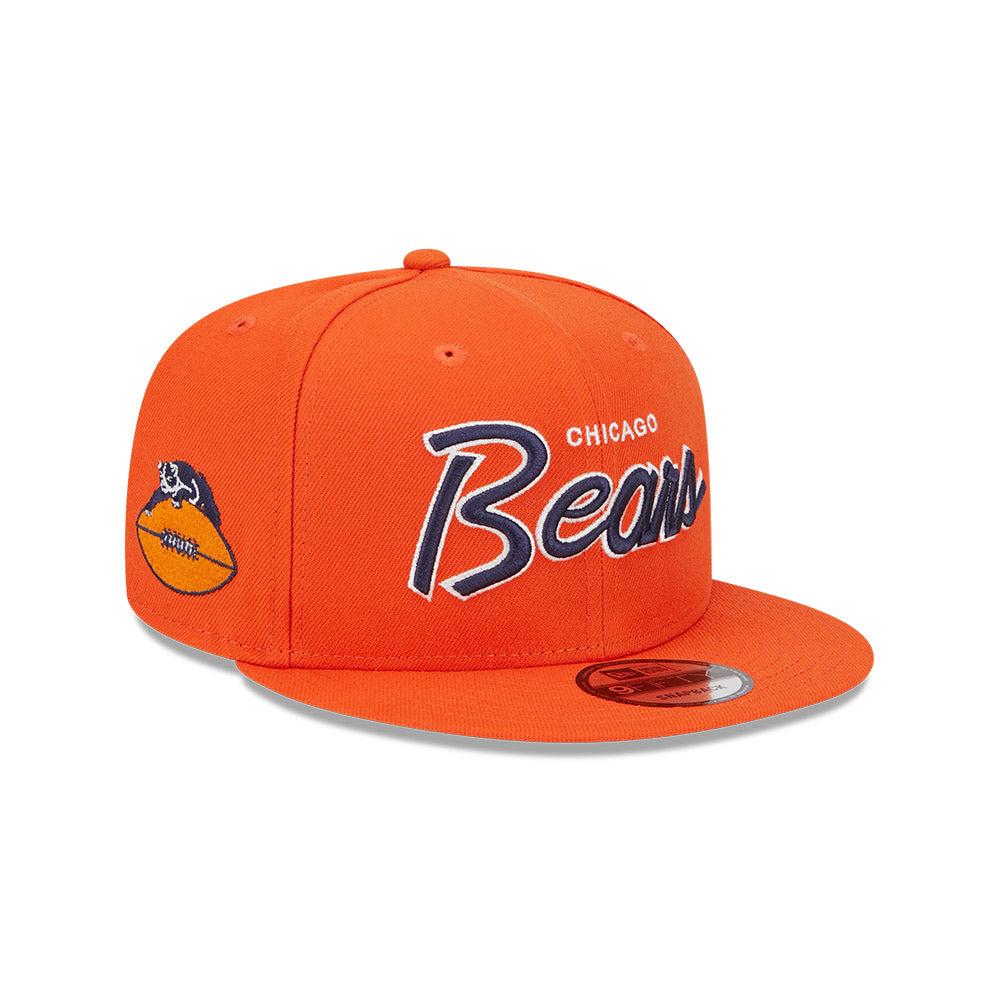 Chicago Bears New Era 9FIFTY Script Orange Snapback Hat product image 1, provided for visual reference and product detail