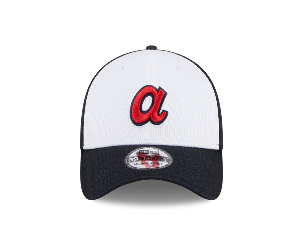 Atlanta Braves MLB New Era Men White/Royal Blue 39Thirty 2024 Batting Practice Stretch Fit Hat product image 4, provided for