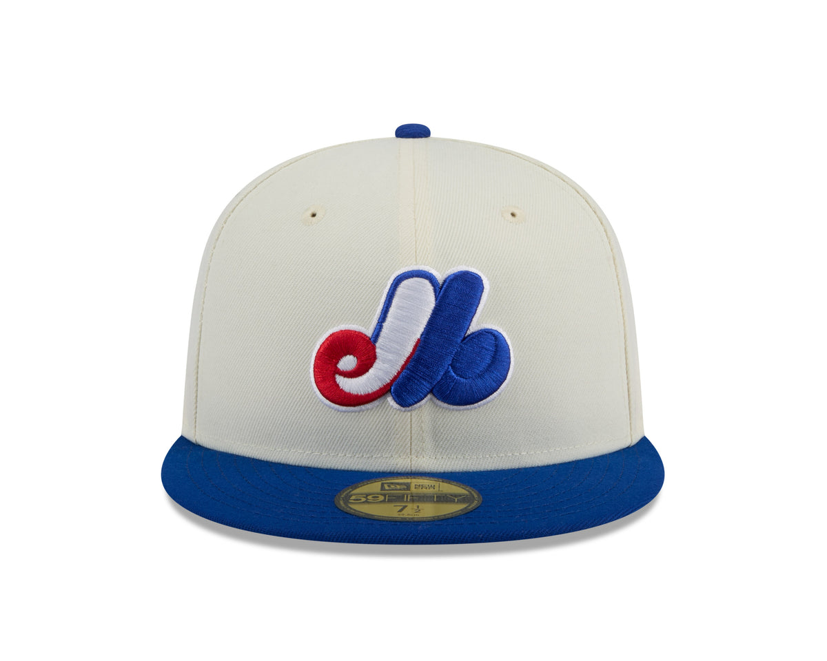 Montreal Expos MLB New Era Men Off-White/Royal-Blue 59Fifty Evergreen Fitted Hat product image 4, provided for visual