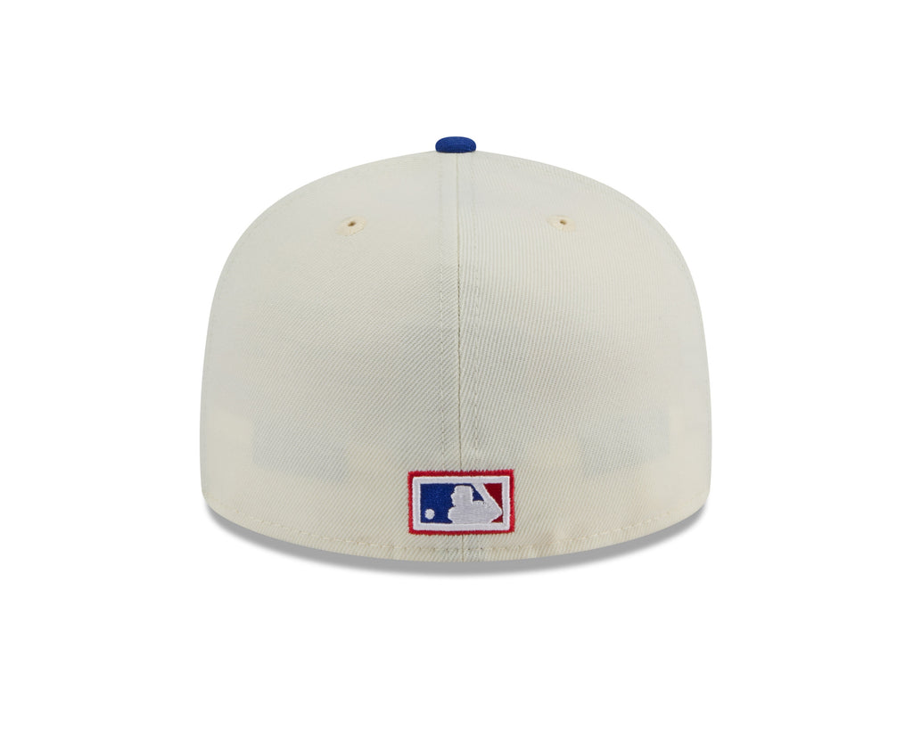 Montreal Expos MLB New Era Men Off-White/Royal-Blue 59Fifty Evergreen Fitted Hat product image 2, provided for visual