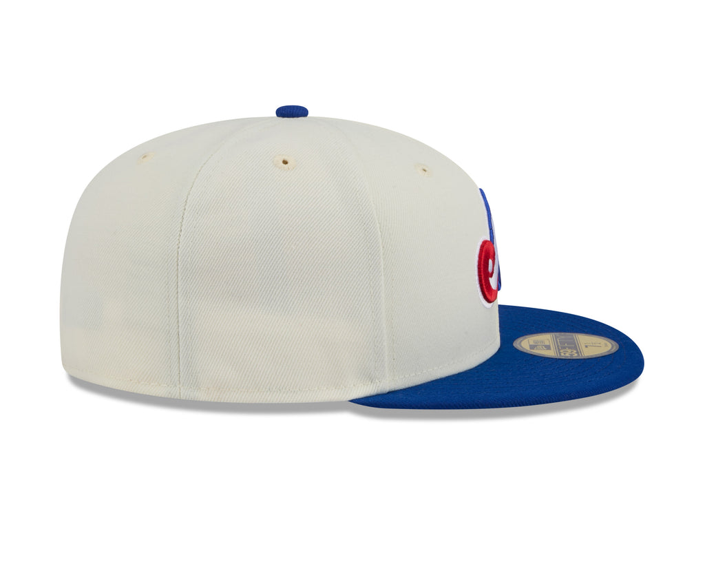 Montreal Expos MLB New Era Men Off-White/Royal-Blue 59Fifty Evergreen Fitted Hat product image 6, provided for visual