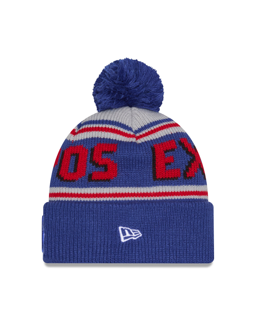 Montreal Expos MLB New Era Men Royal Wordmark Knit Pom Hat product image 2, provided for visual reference and product detail